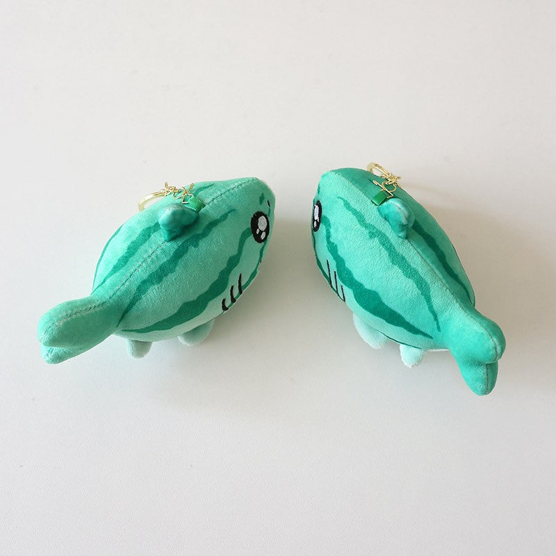 Wholesale Funny Shark Bee Carved Fork Melon Plush Key Chain Pendant